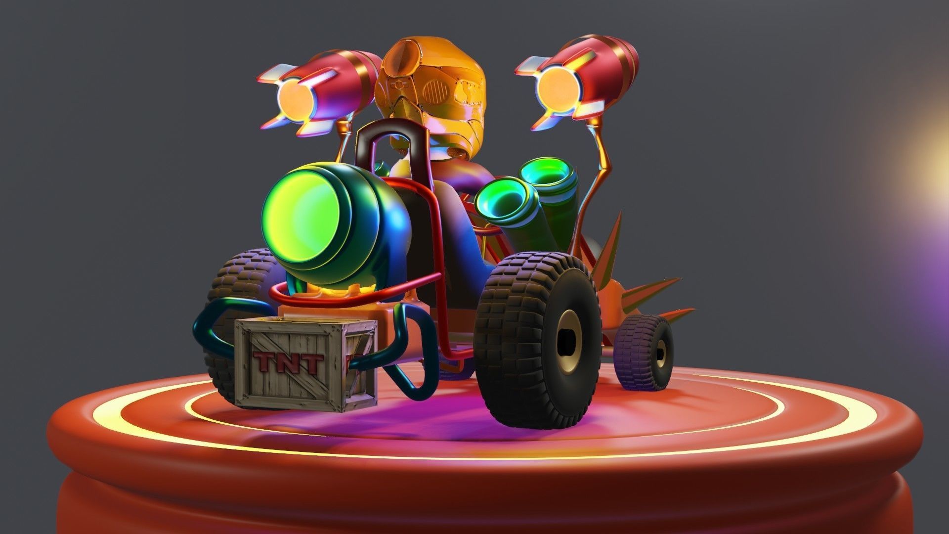 Go-Kart Game Ready 3D Model robot car Low-poly 3D model_24
