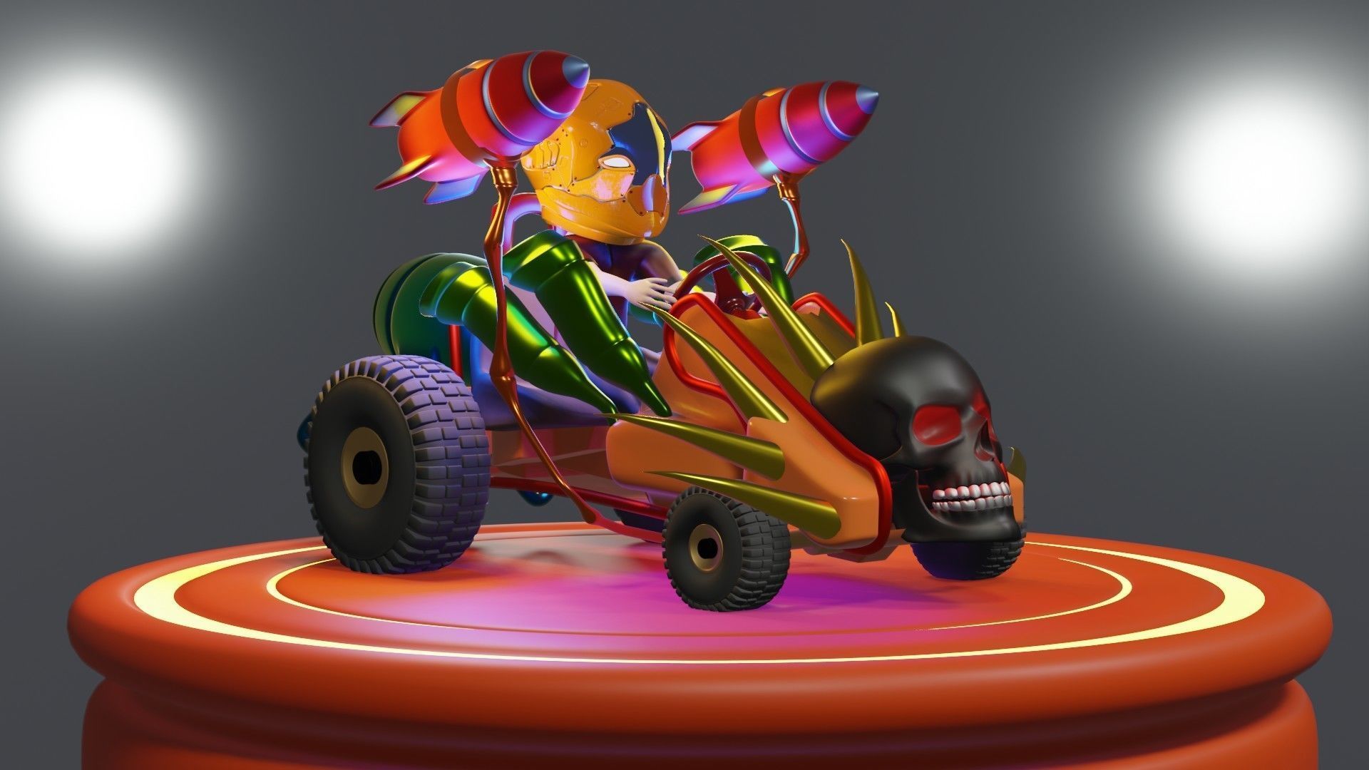 Go-Kart Game Ready 3D Model robot car Low-poly 3D model_5