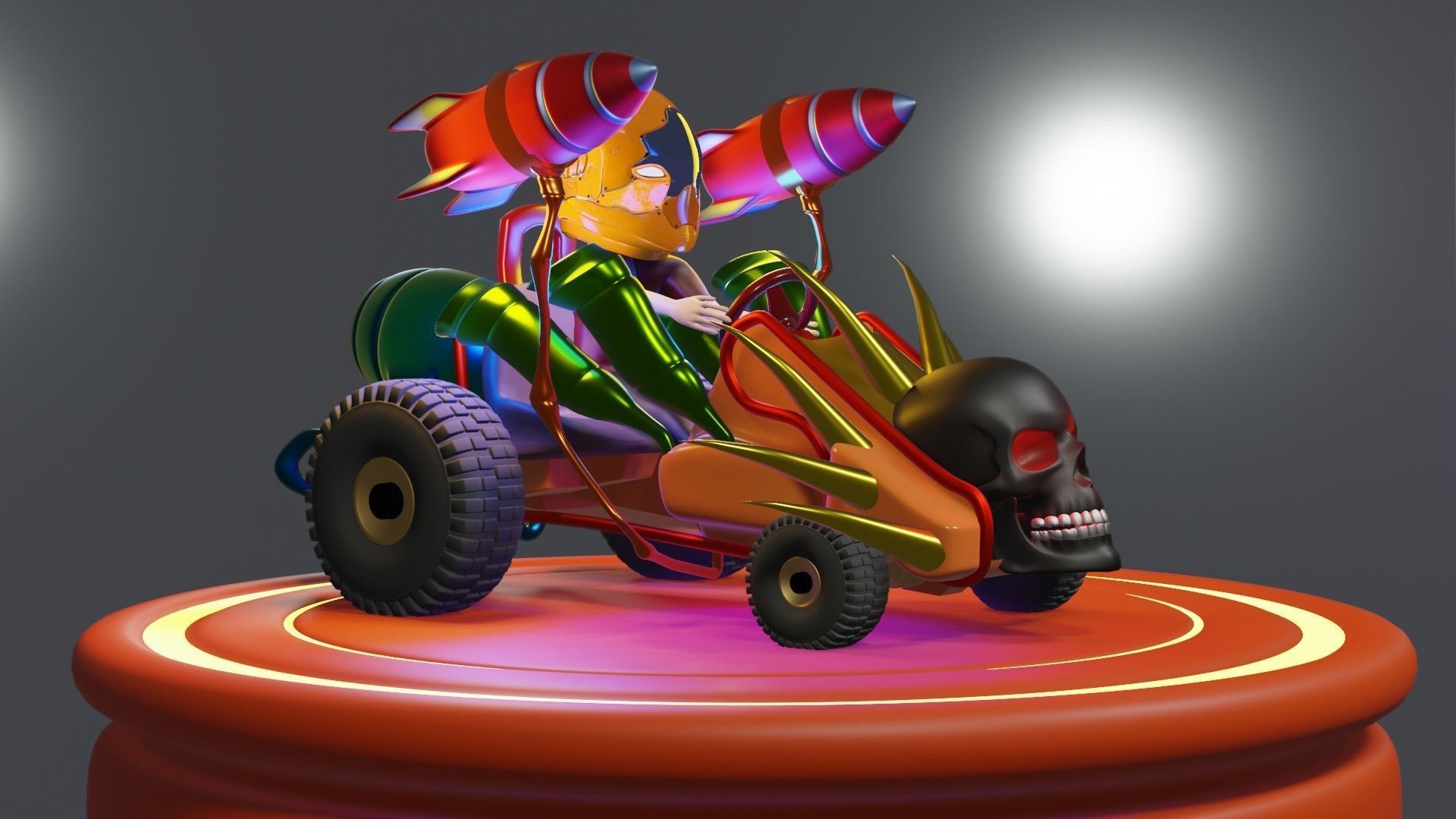 Go-Kart Game Ready 3D Model robot car Low-poly 3D model_33
