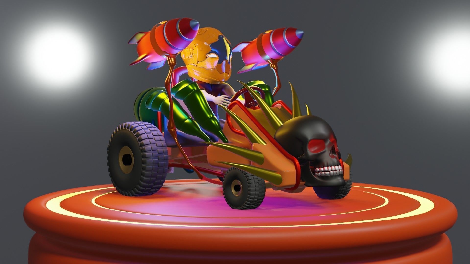 Go-Kart Game Ready 3D Model robot car Low-poly 3D model_6