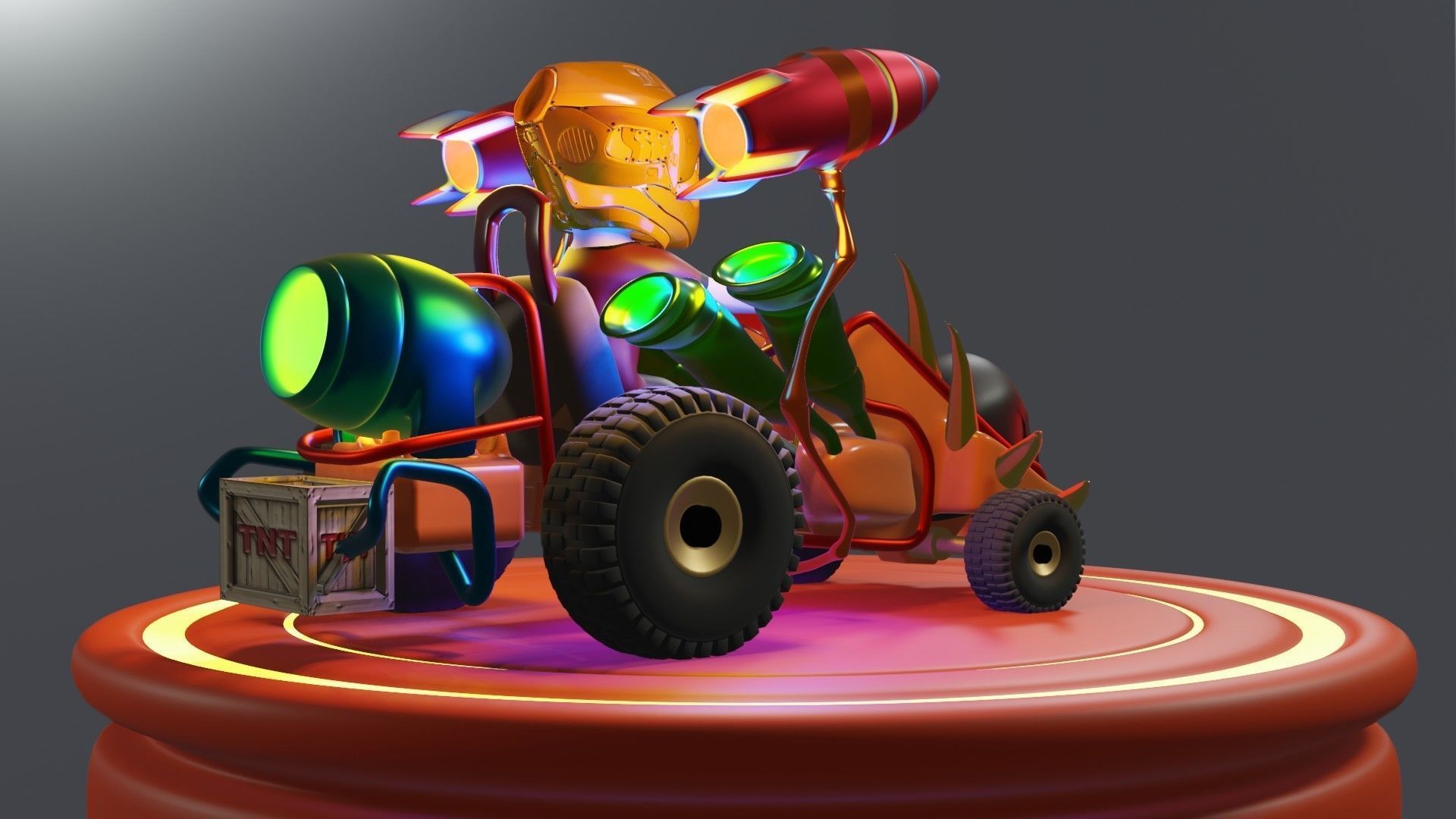 Go-Kart Game Ready 3D Model robot car Low-poly 3D model_27