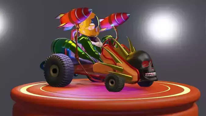 Go-Kart Game Ready 3D Model robot car Low-poly 3D model