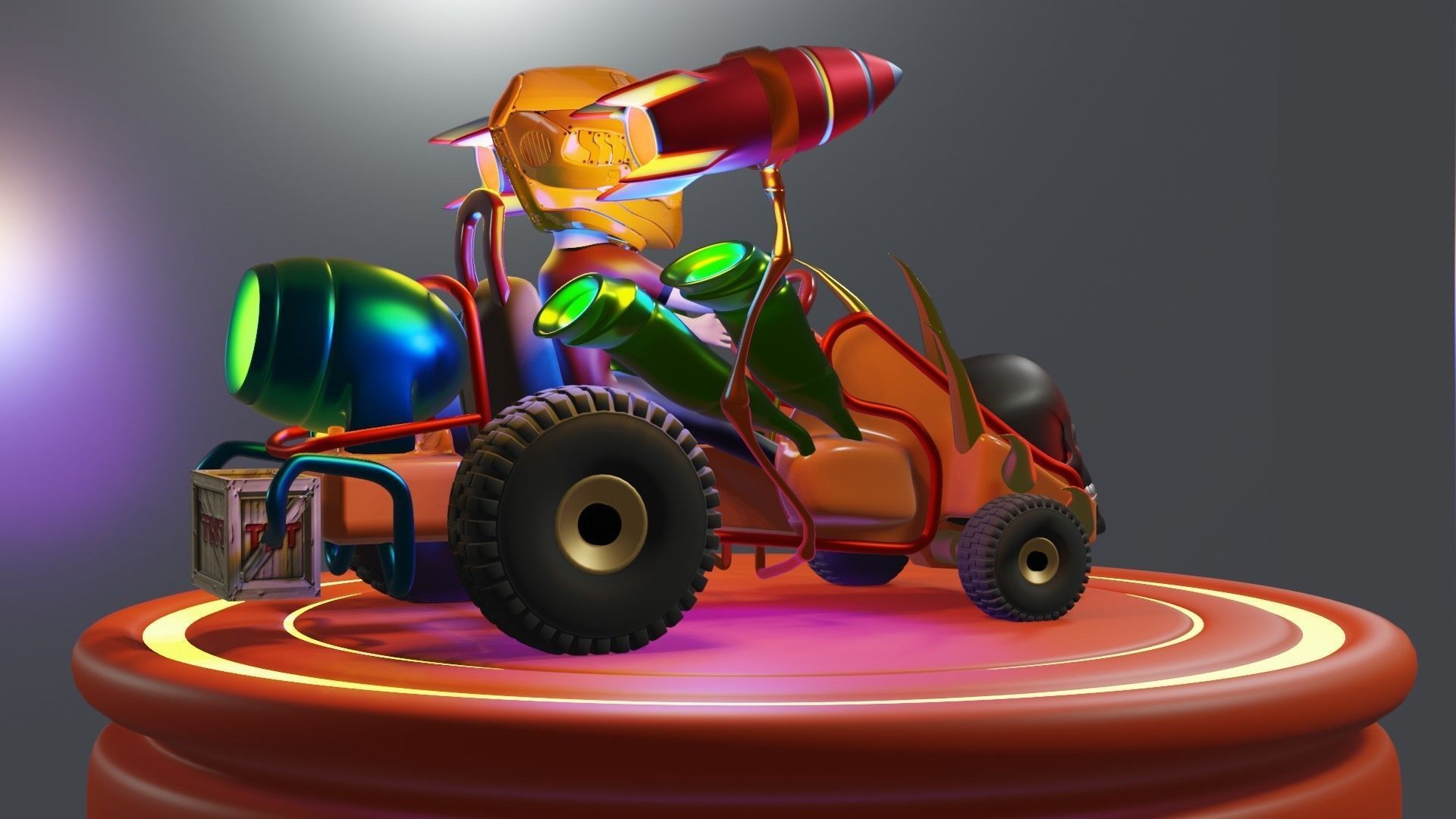 Go-Kart Game Ready 3D Model robot car Low-poly 3D model_28