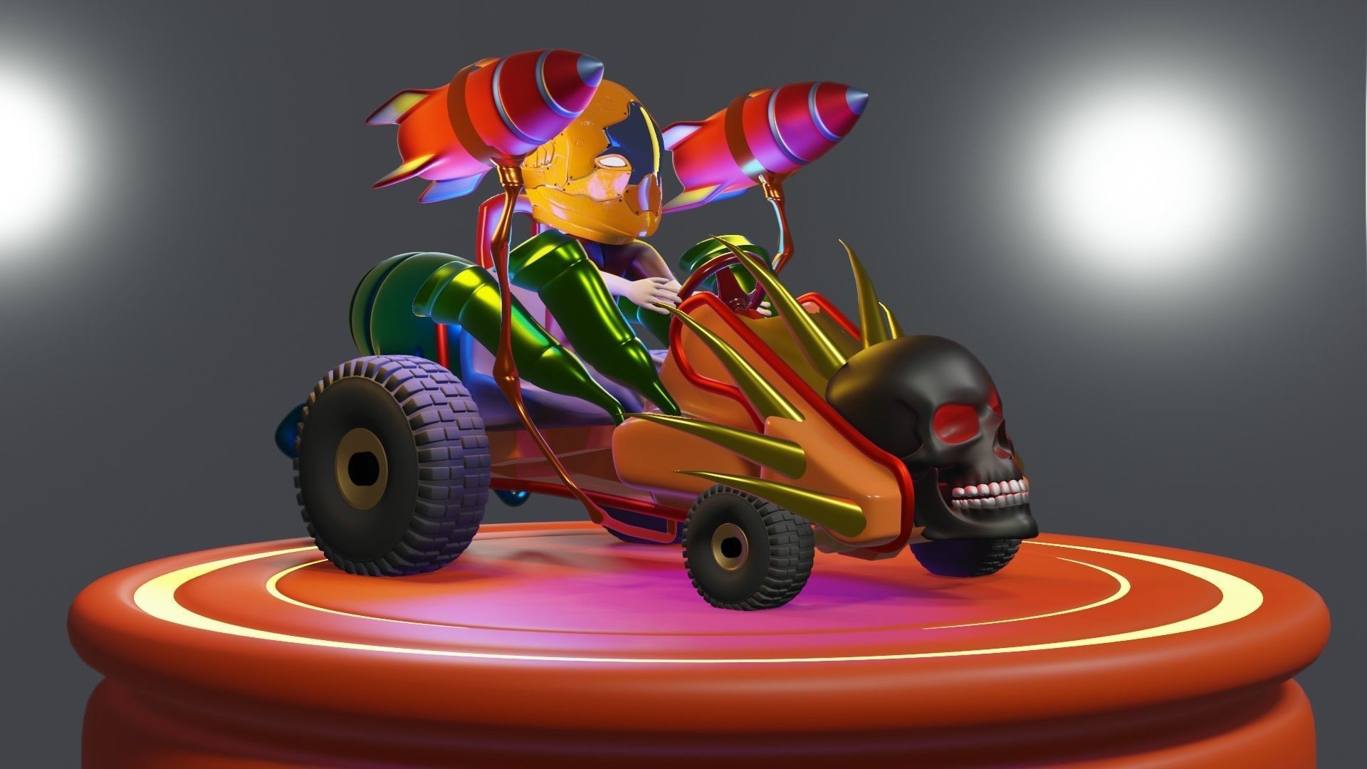 Go-Kart Game Ready 3D Model robot car Low-poly 3D model_3