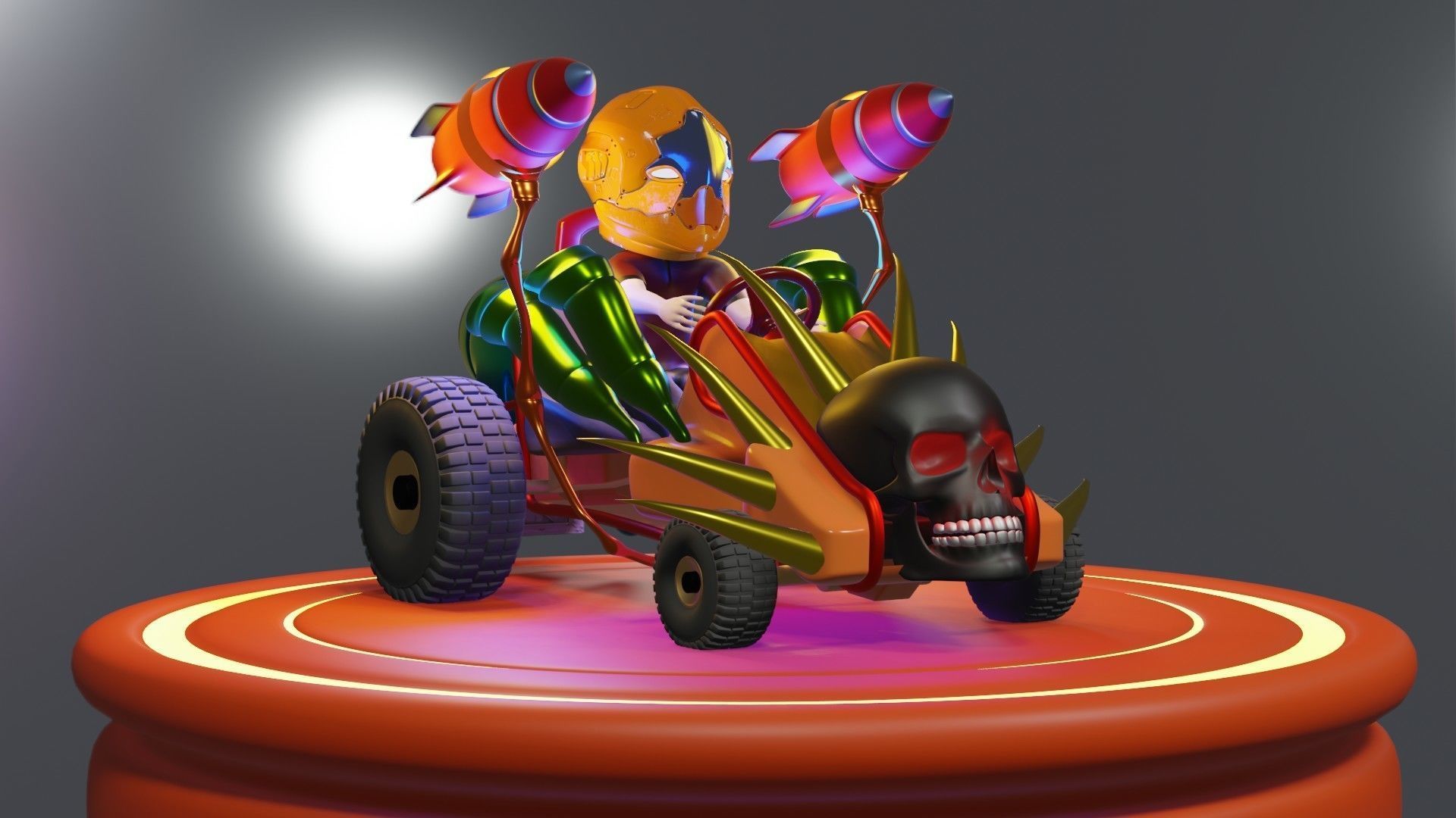Go-Kart Game Ready 3D Model robot car Low-poly 3D model_7