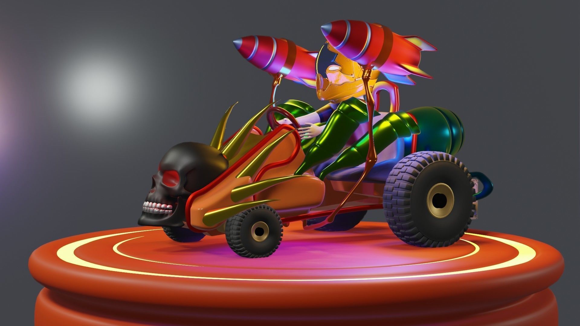 Go-Kart Game Ready 3D Model robot car Low-poly 3D model_13