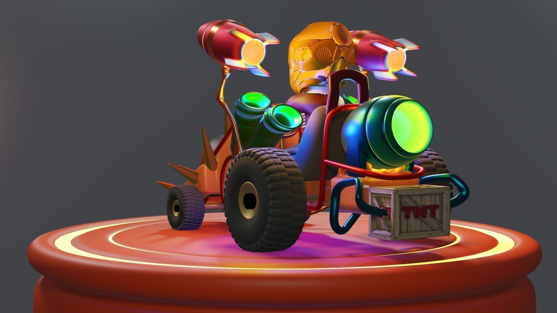 Go-Kart Game Ready 3D Model robot car Low-poly 3D model_17