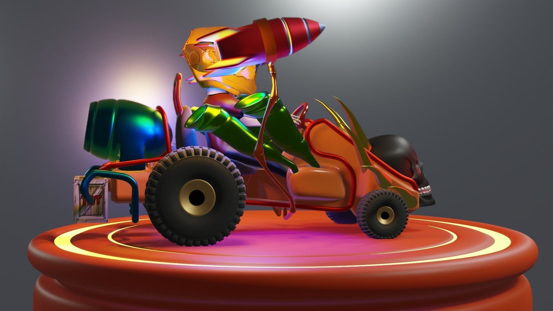 Go-Kart Game Ready 3D Model robot car Low-poly 3D model_30