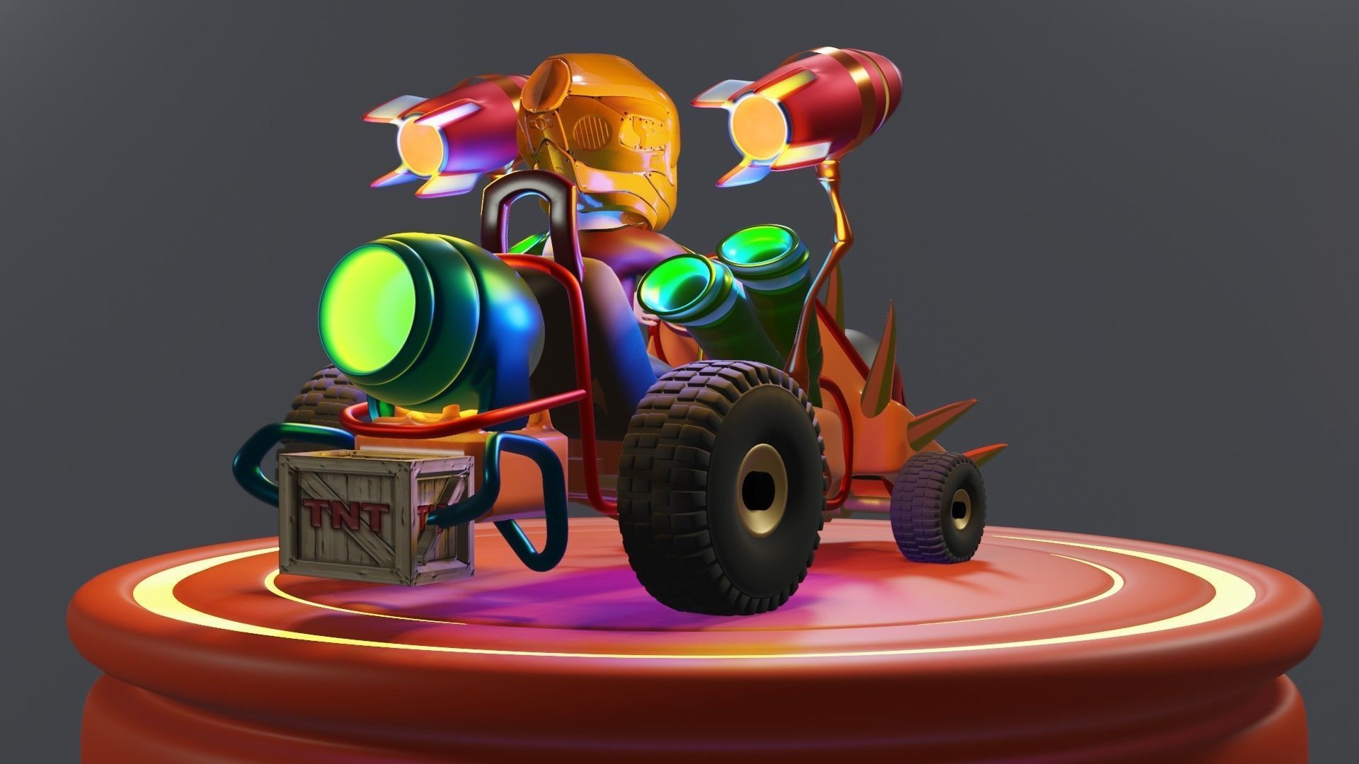 Go-Kart Game Ready 3D Model robot car Low-poly 3D model_25