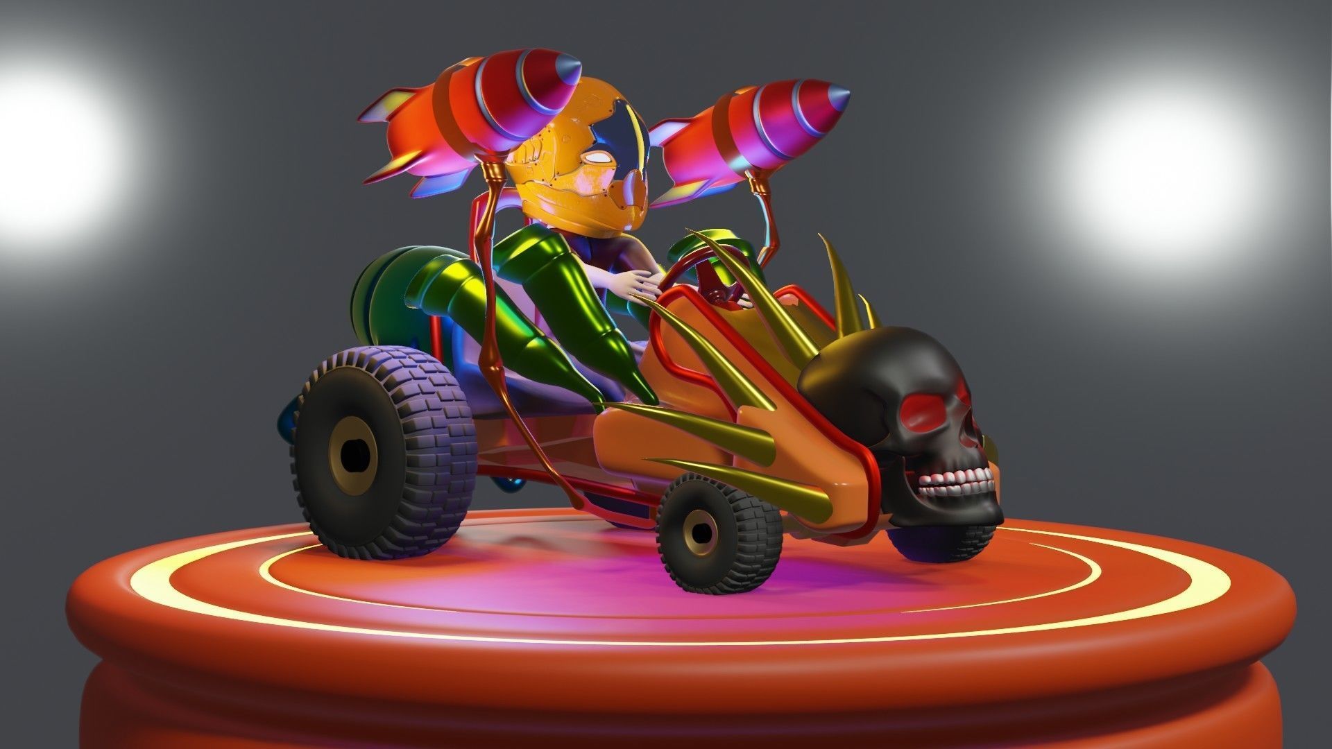 Go-Kart Game Ready 3D Model robot car Low-poly 3D model_4