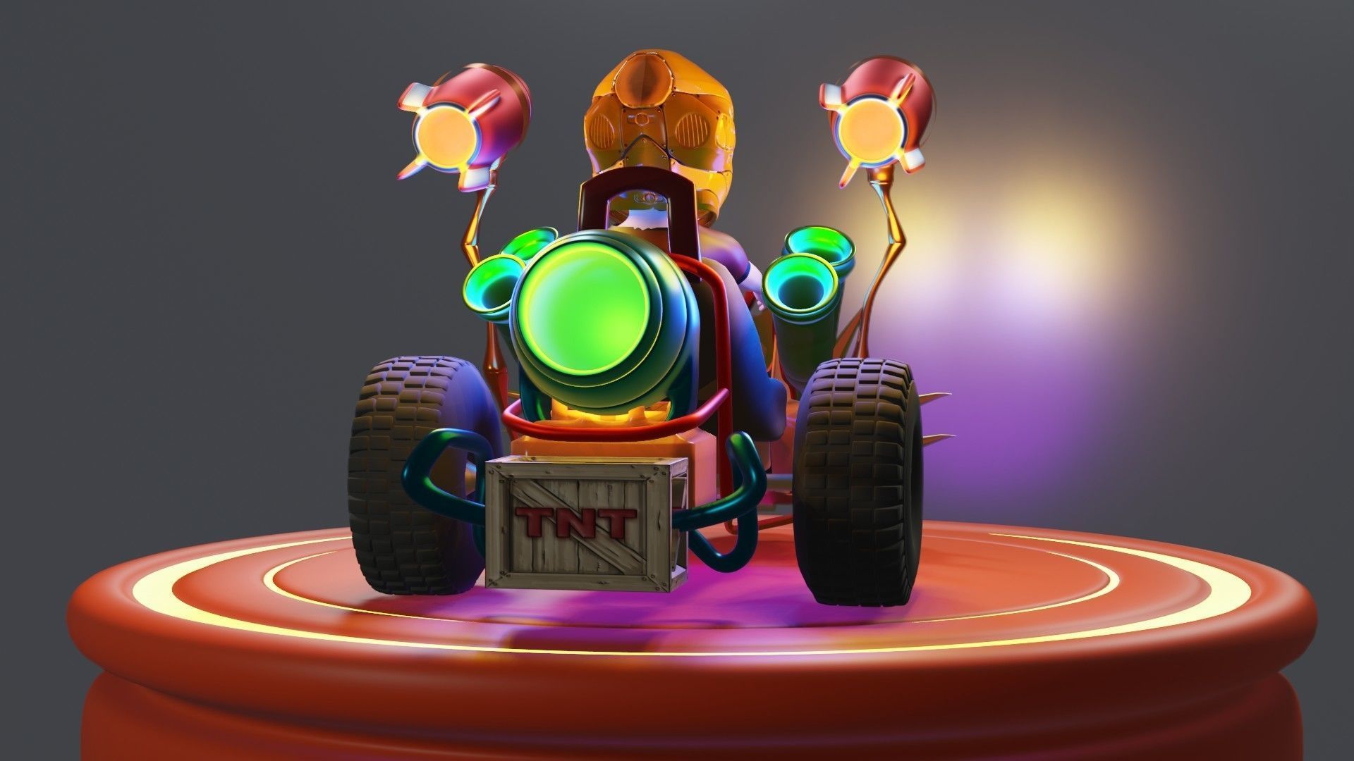 Go-Kart Game Ready 3D Model robot car Low-poly 3D model_22