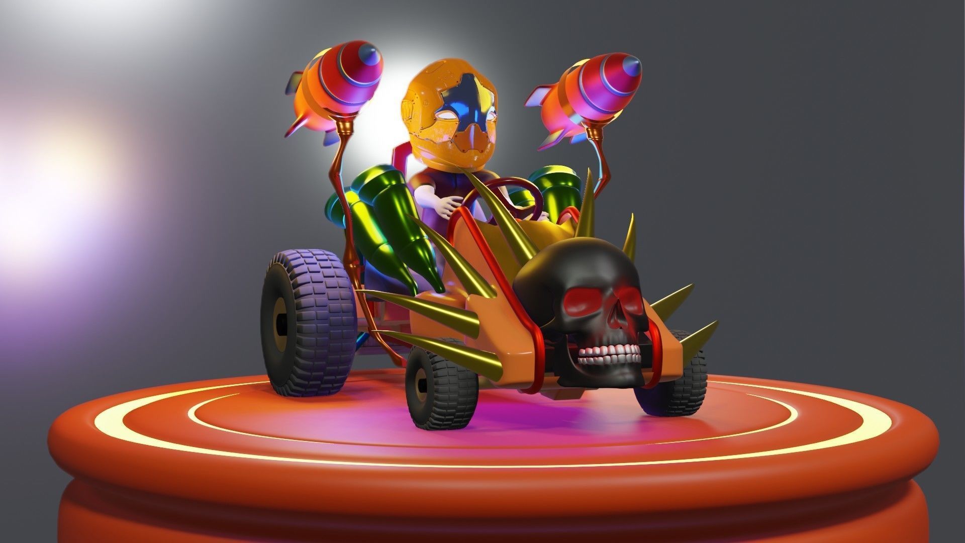 Go-Kart Game Ready 3D Model robot car Low-poly 3D model_9