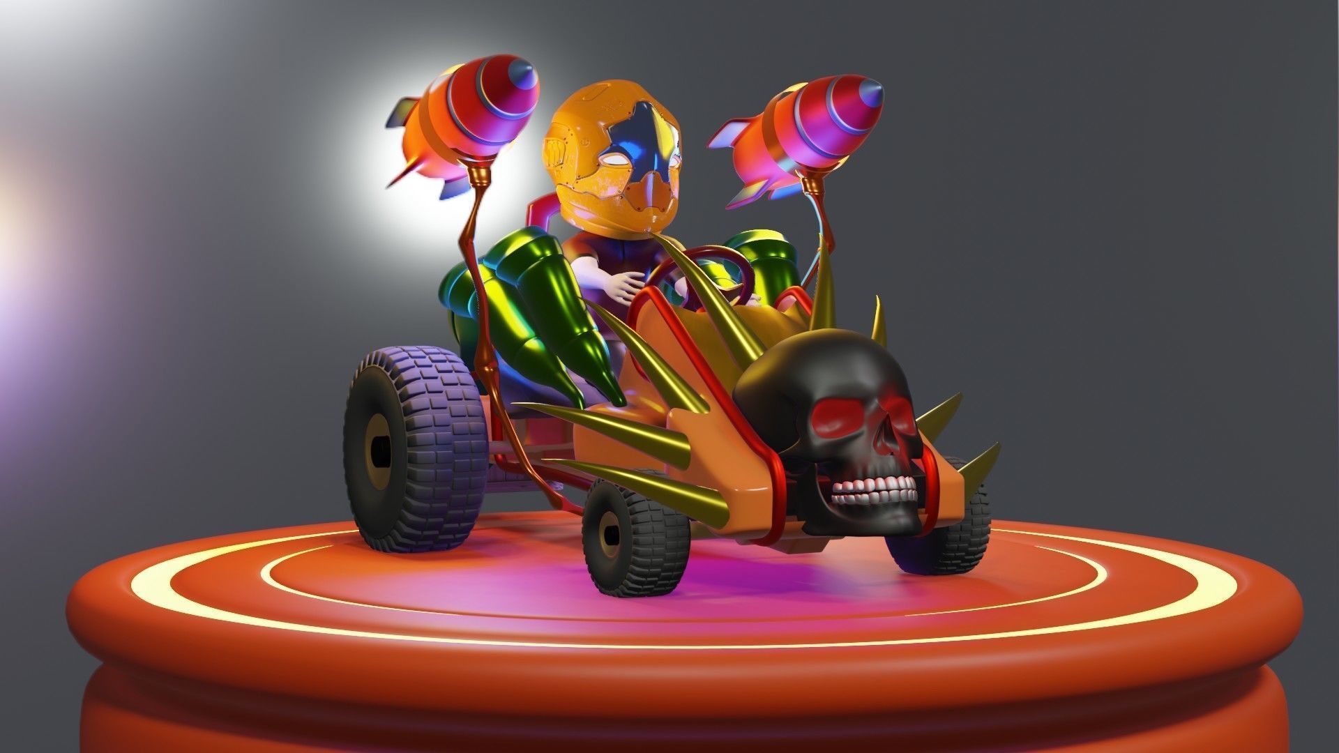 Go-Kart Game Ready 3D Model robot car Low-poly 3D model_8