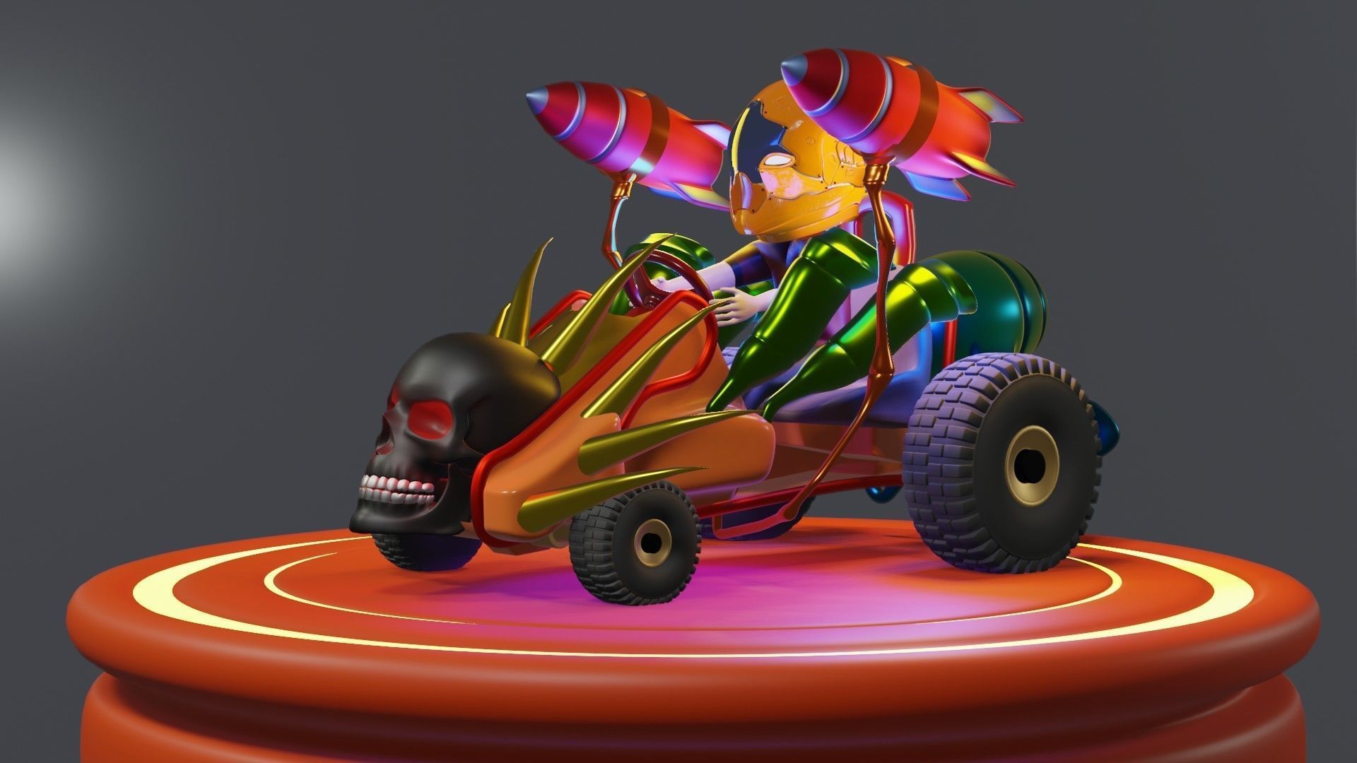 Go-Kart Game Ready 3D Model robot car Low-poly 3D model_12