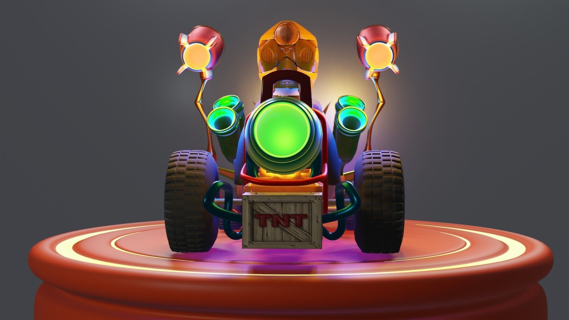 Go-Kart Game Ready 3D Model robot car Low-poly 3D model_21