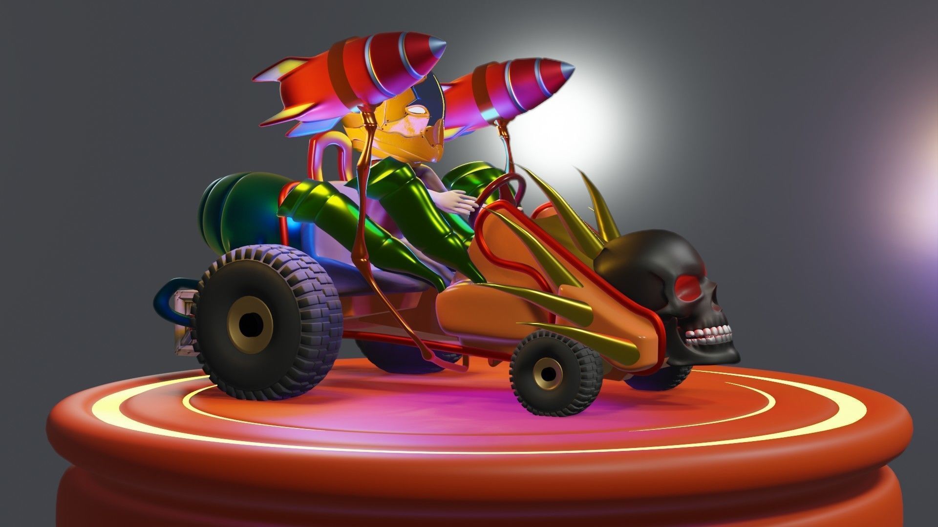 Go-Kart Game Ready 3D Model robot car Low-poly 3D model_32