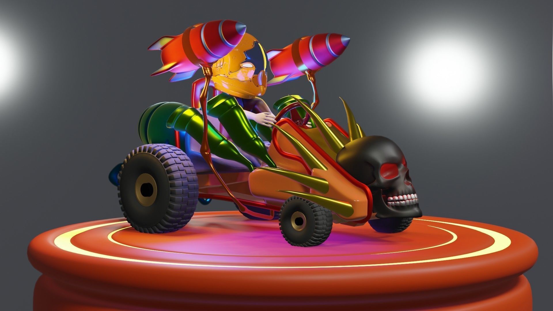 Go-Kart Game Ready 3D Model robot car Low-poly 3D model_2