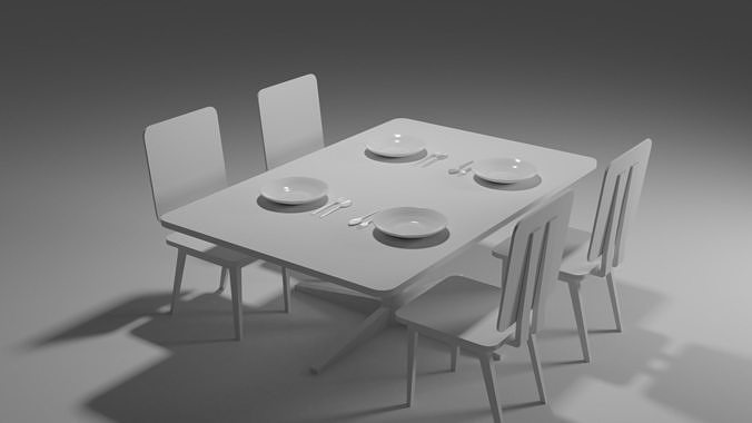Dining chairs and table Free low-poly 3D model