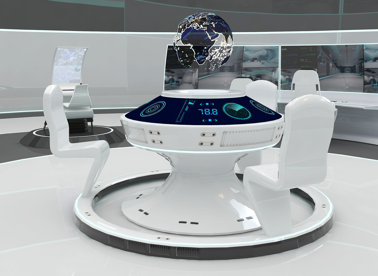 SCI FI FUTURISTIC COMMAND CENTER 3D Low-poly 3D model_4
