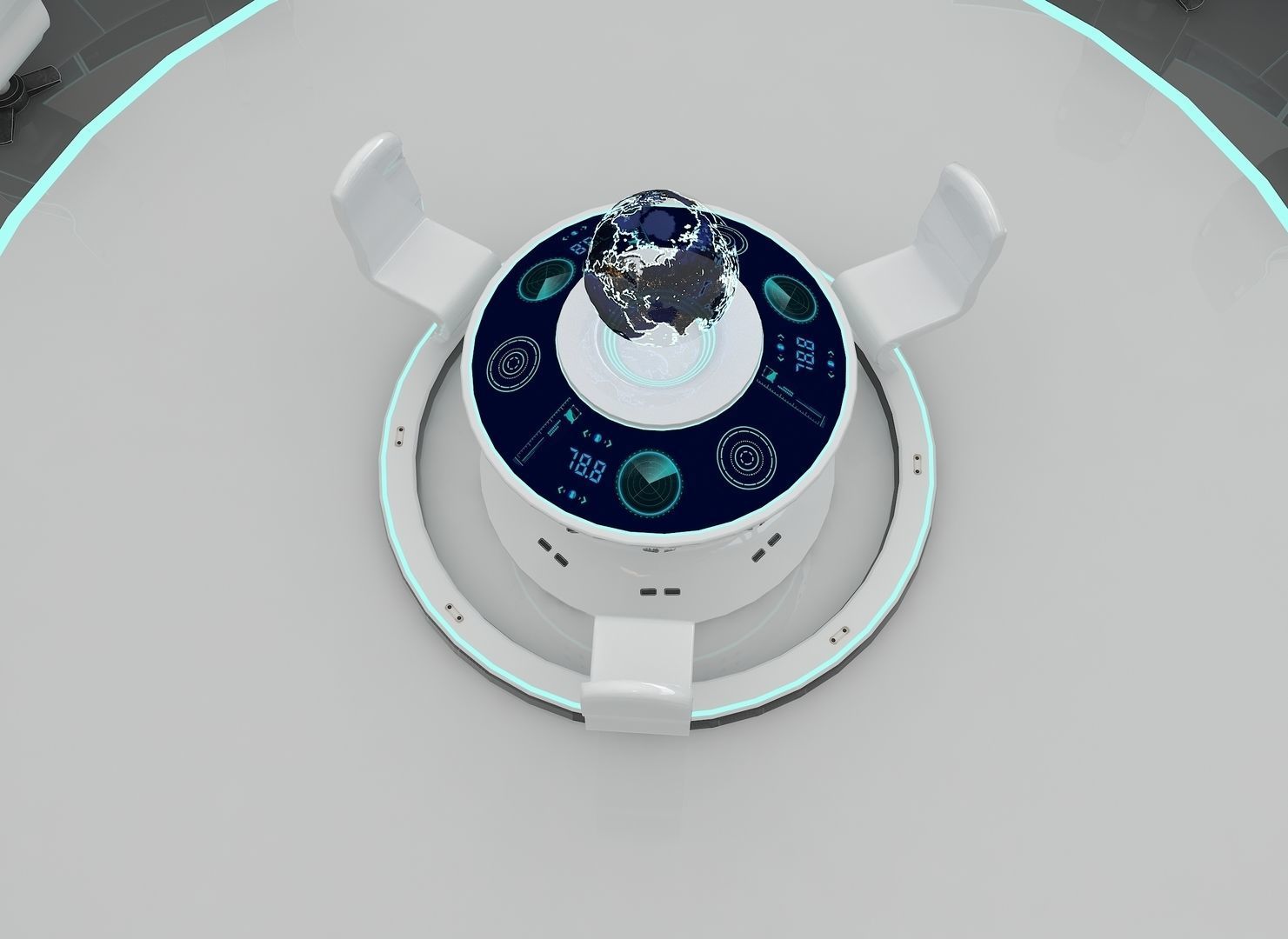 SCI FI FUTURISTIC COMMAND CENTER 3D Low-poly 3D model_3