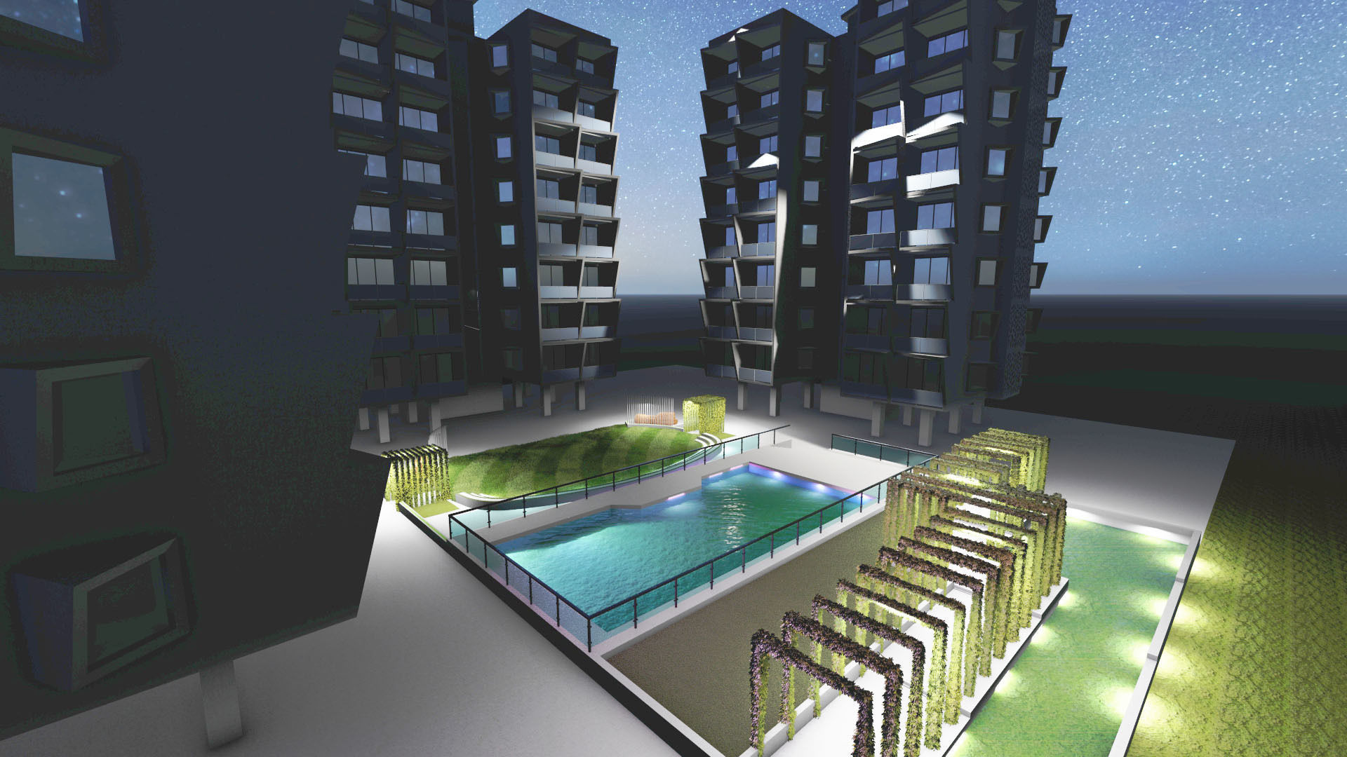 Residential Apartment with Landscaping 3D Model 3D model_8