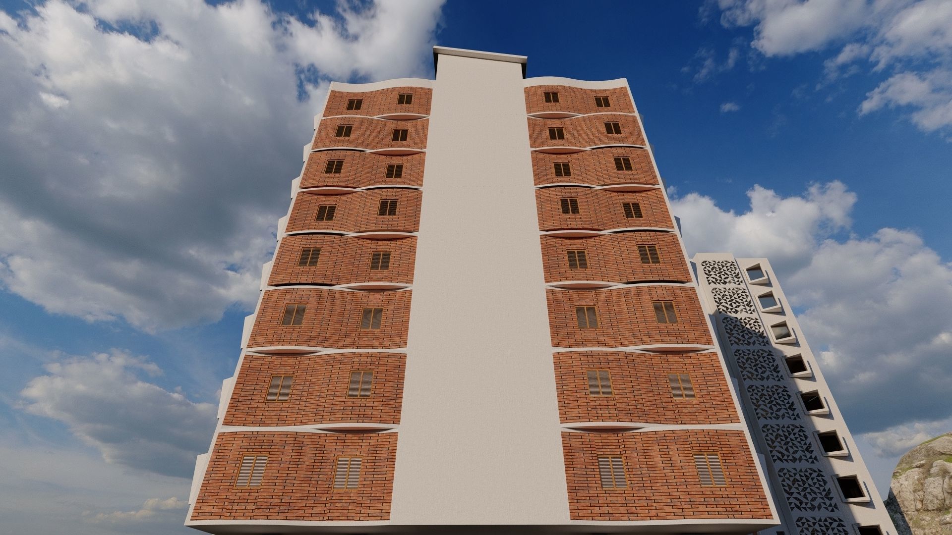 Residential Apartment with Landscaping 3D Model 3D model_5