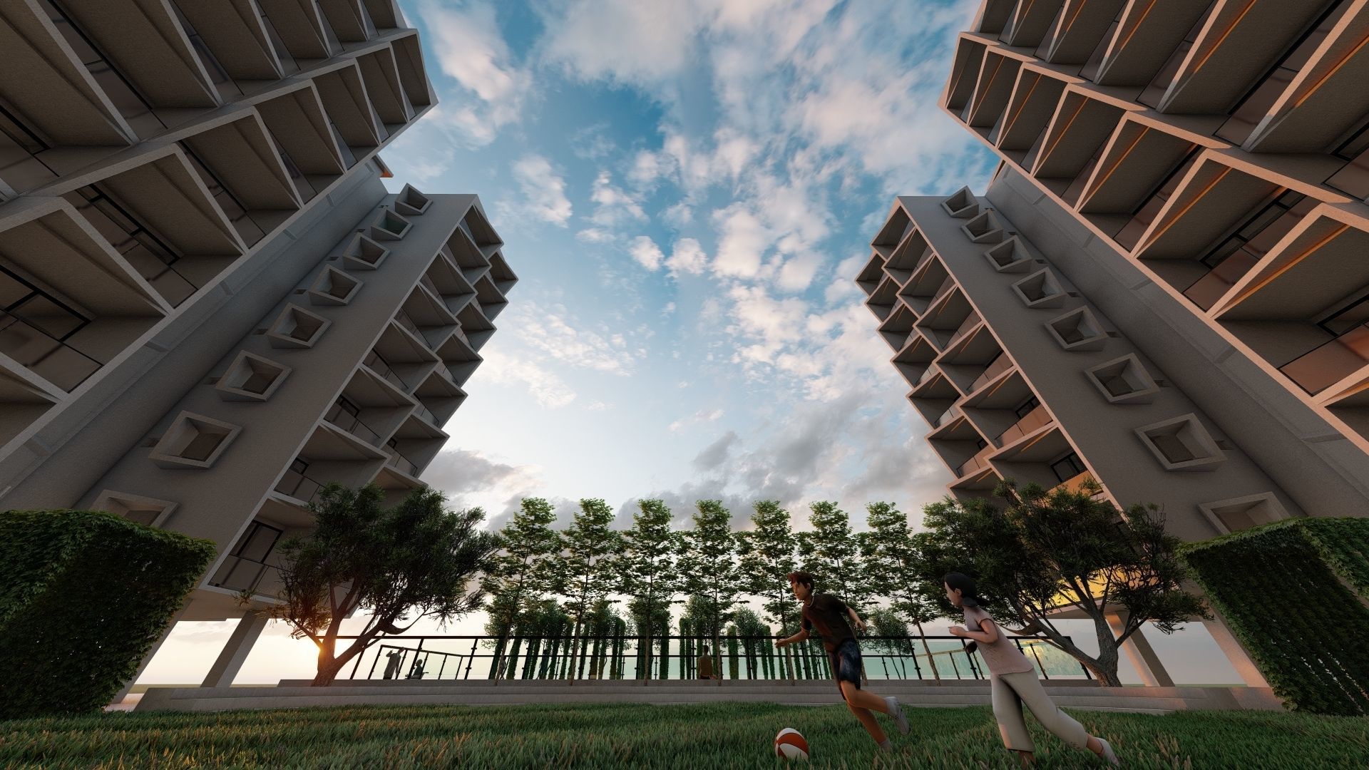 Residential Apartment with Landscaping 3D Model 3D model_2