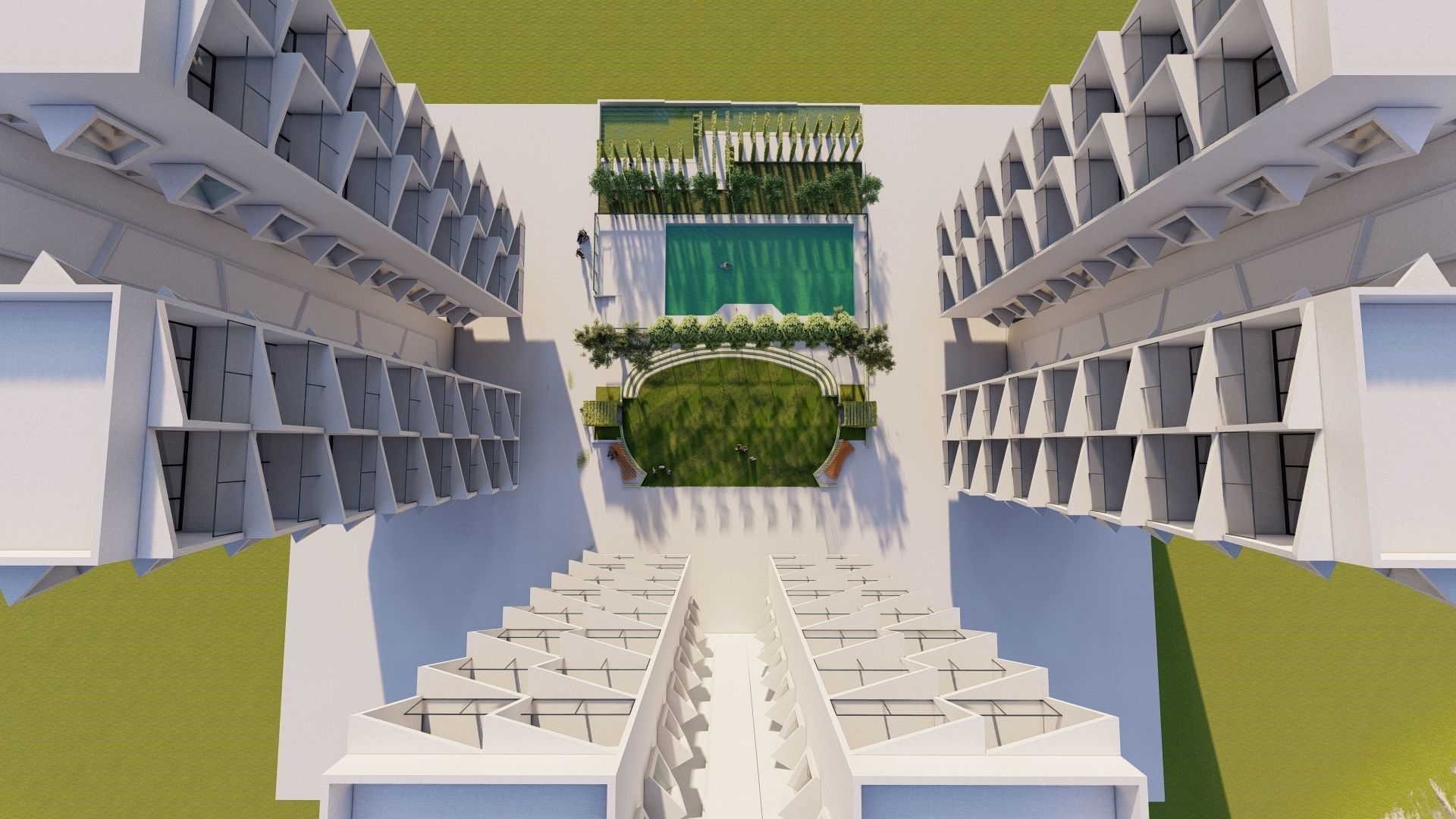 Residential Apartment with Landscaping 3D Model 3D model_4