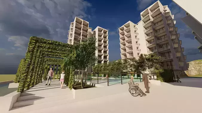 Residential Apartment with Landscaping 3D Model