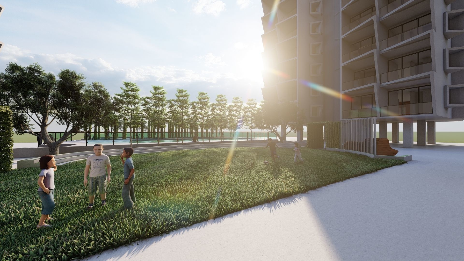 Residential Apartment with Landscaping 3D Model 3D model_6