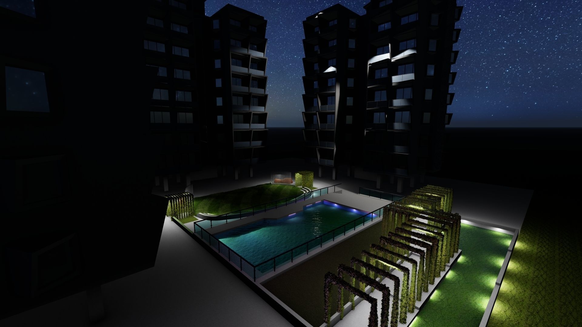 Residential Apartment with Landscaping 3D Model 3D model_12