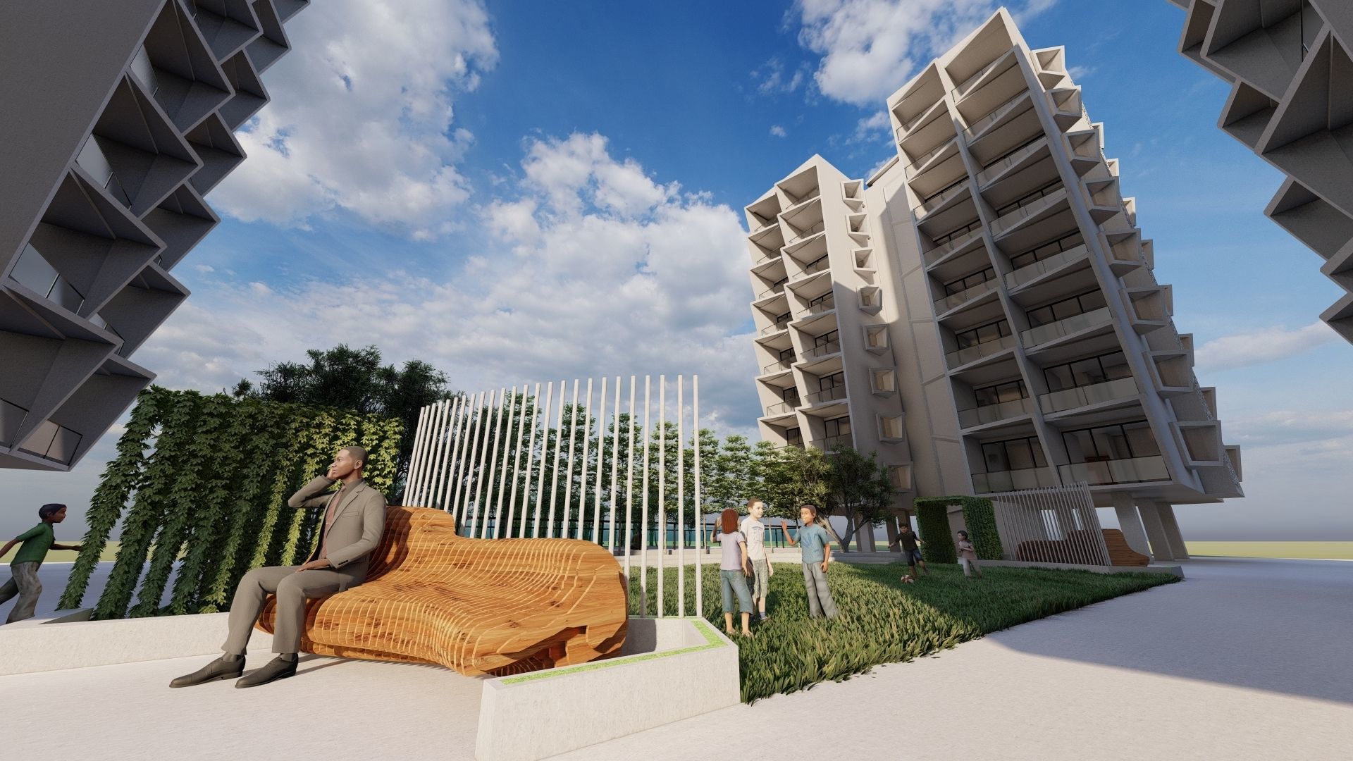 Residential Apartment with Landscaping 3D Model 3D model_3