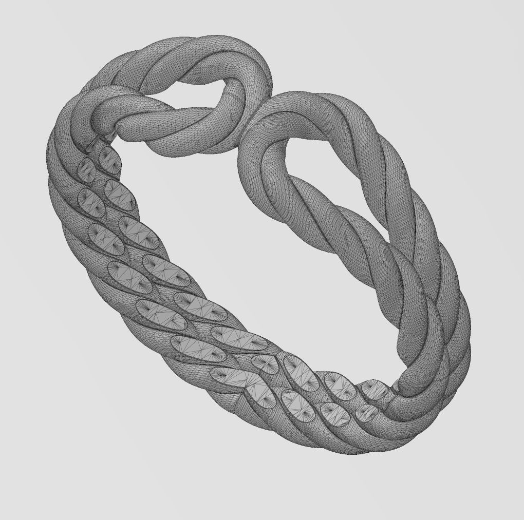 Twisted wire double loop band 3D print model_14