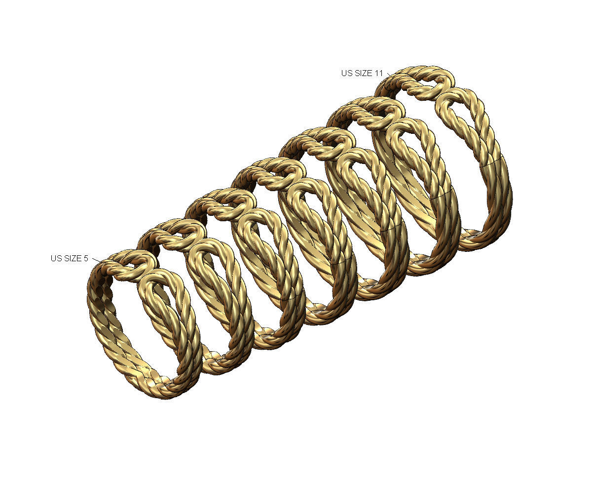 Twisted wire double loop band 3D print model_3