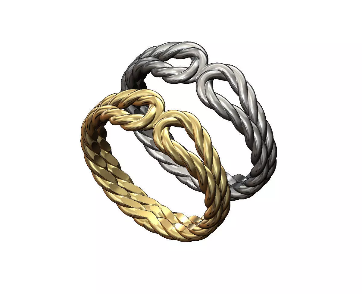 Twisted wire double loop band 3D print model_0