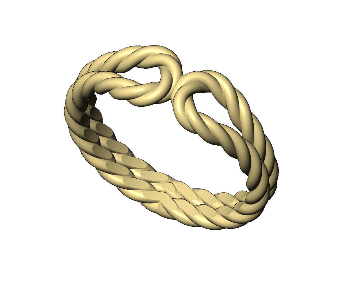 Twisted wire double loop band 3D print model_6