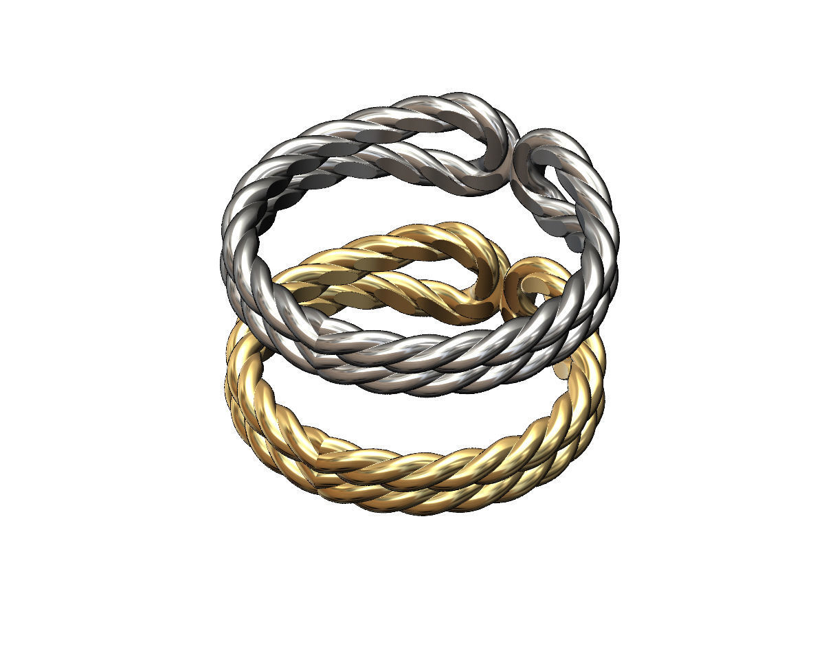 Twisted wire double loop band 3D print model_2