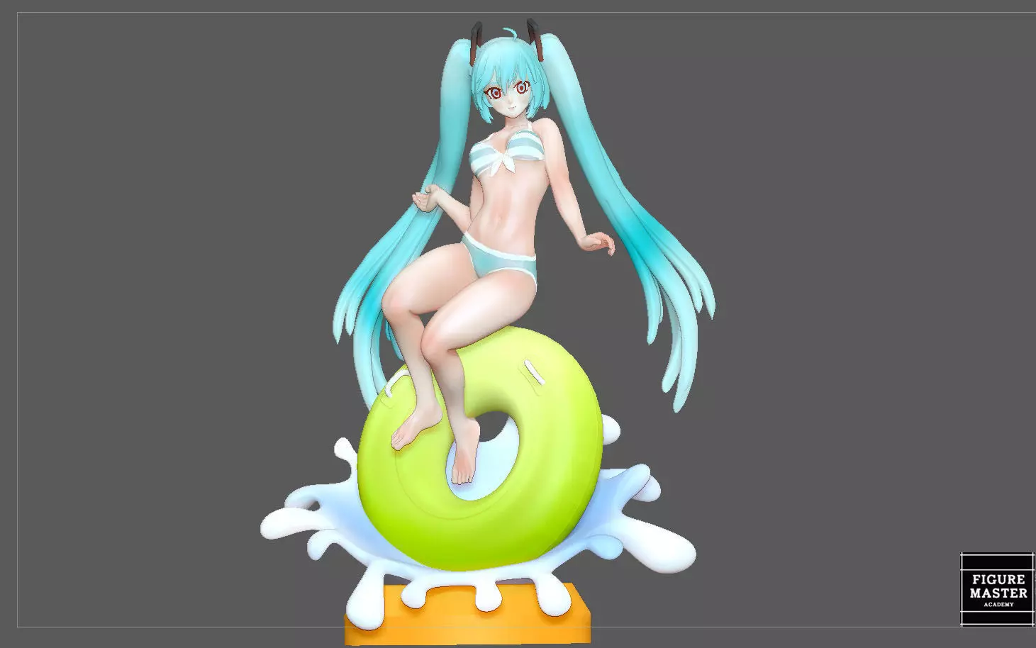 HATSUNE MIKU SWIM SUIT CUTE PRETTY GIRL ANIME CHARACTER 3D print model