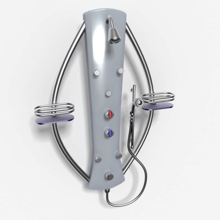 Stainless Deluxe Shower Head Unit 3D model CGTrader