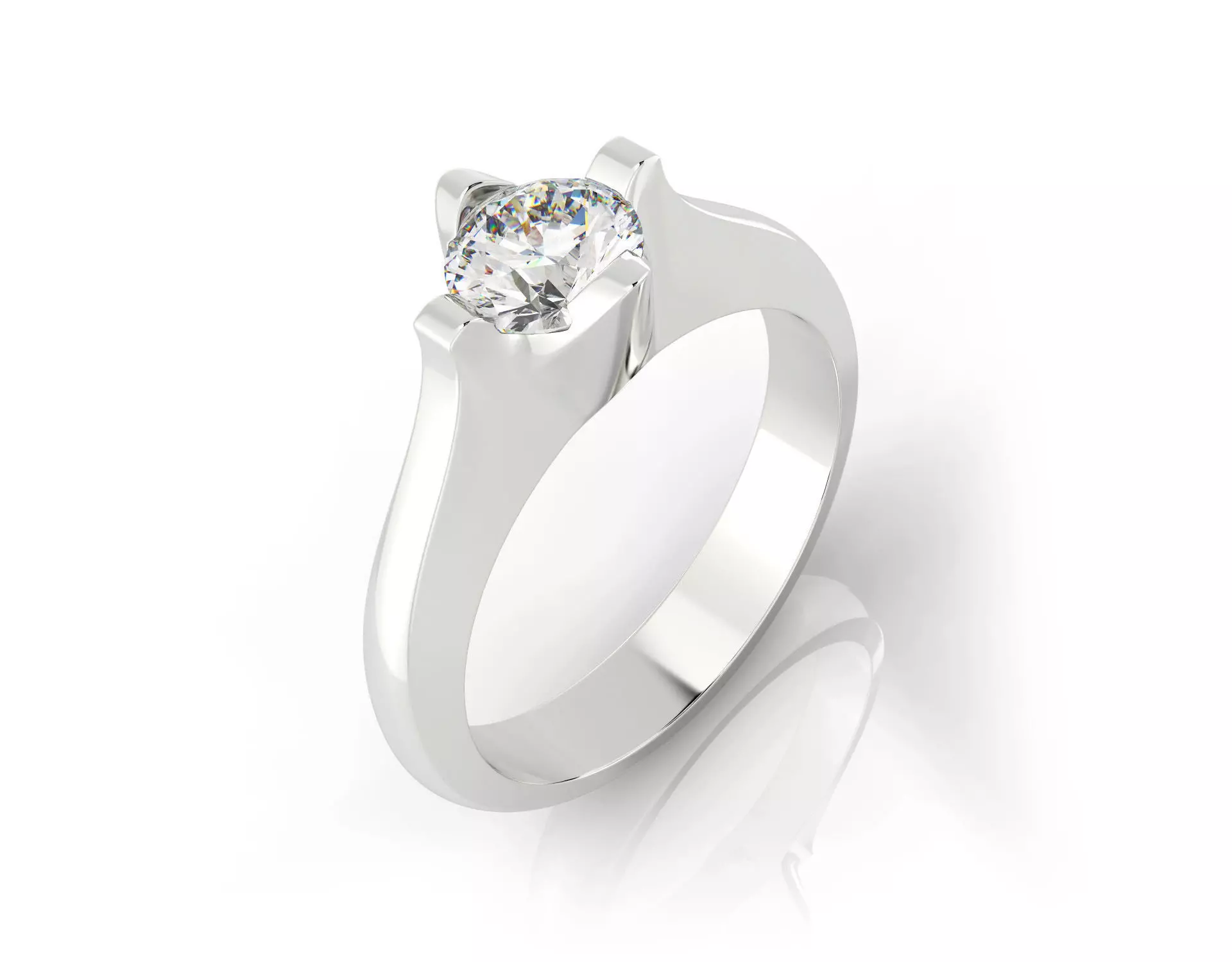 D-1612 solitaire diamond engagement ring 3D print model
