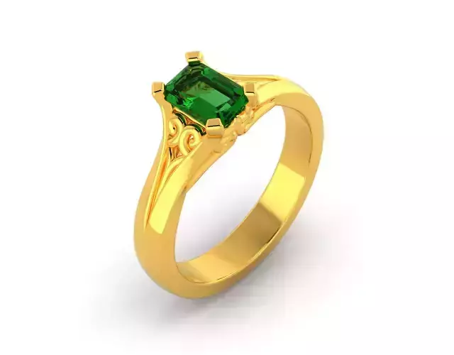 D-1189 gold ring with emerald stone