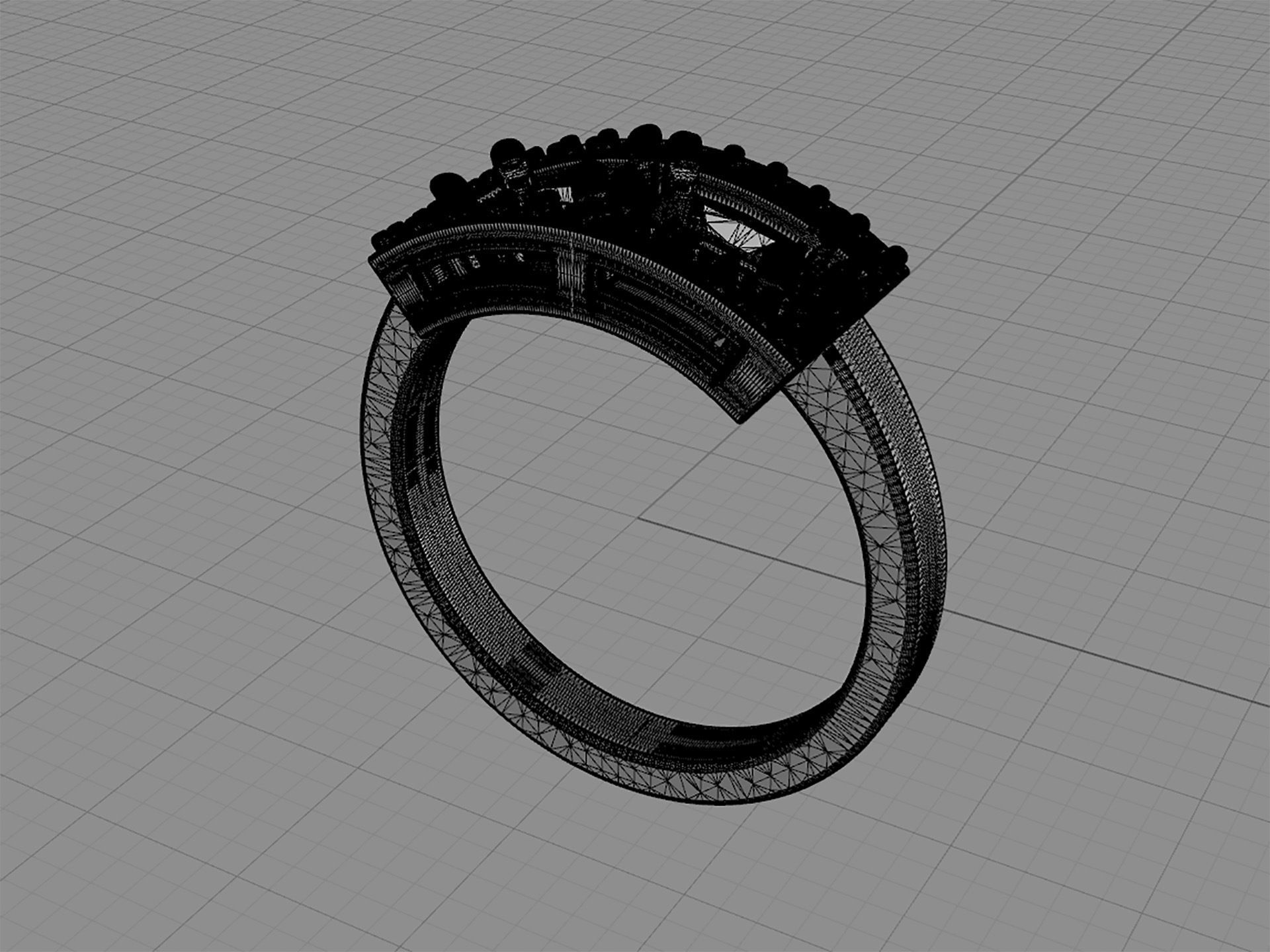 D-1414 gold citrine and diamond ring 3D print model_5