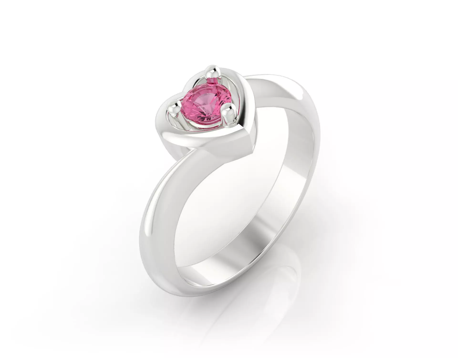 D-1443 sapphire heart ring 3D print model