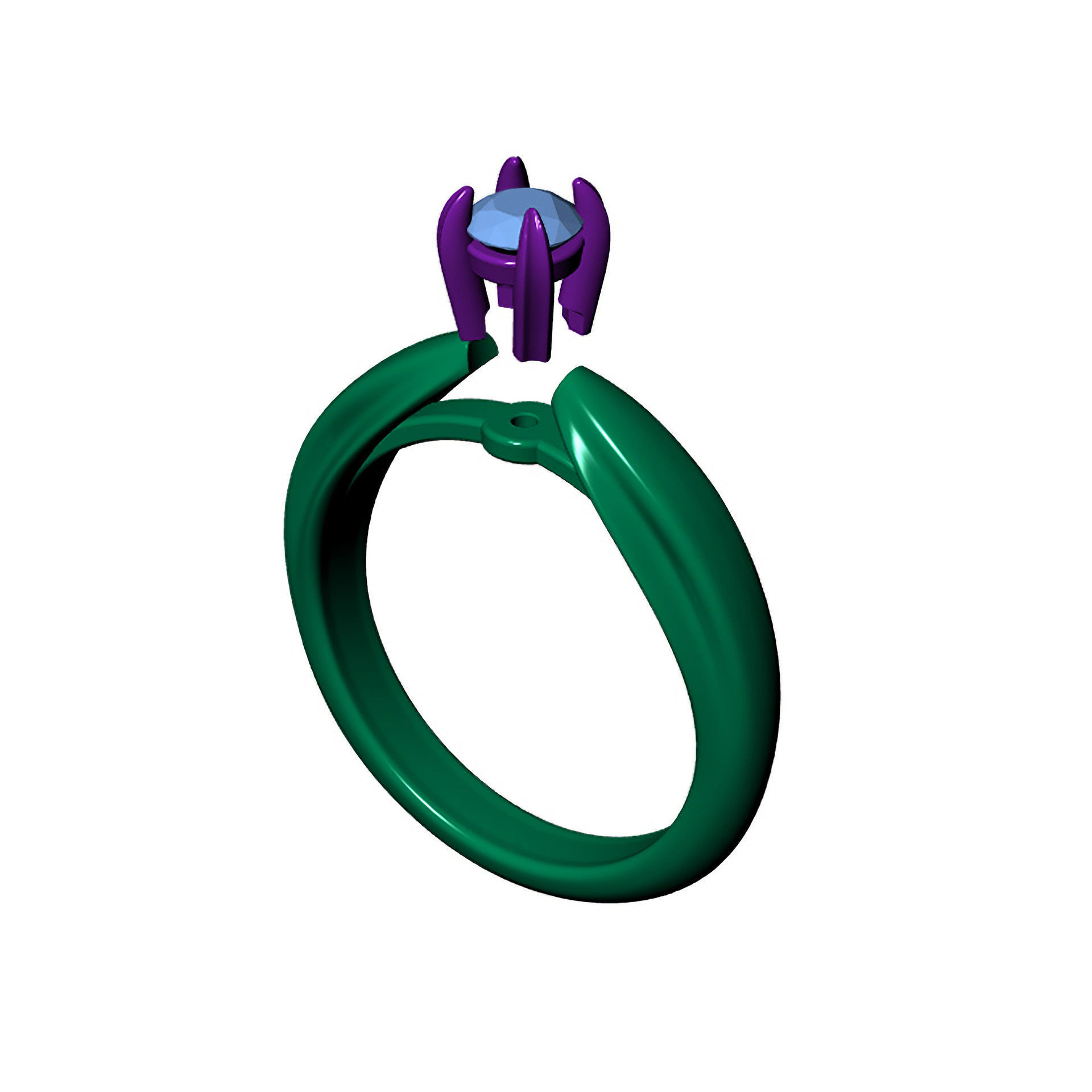 D-1558 solitaire diamond engagement ring gold 3D print model_4