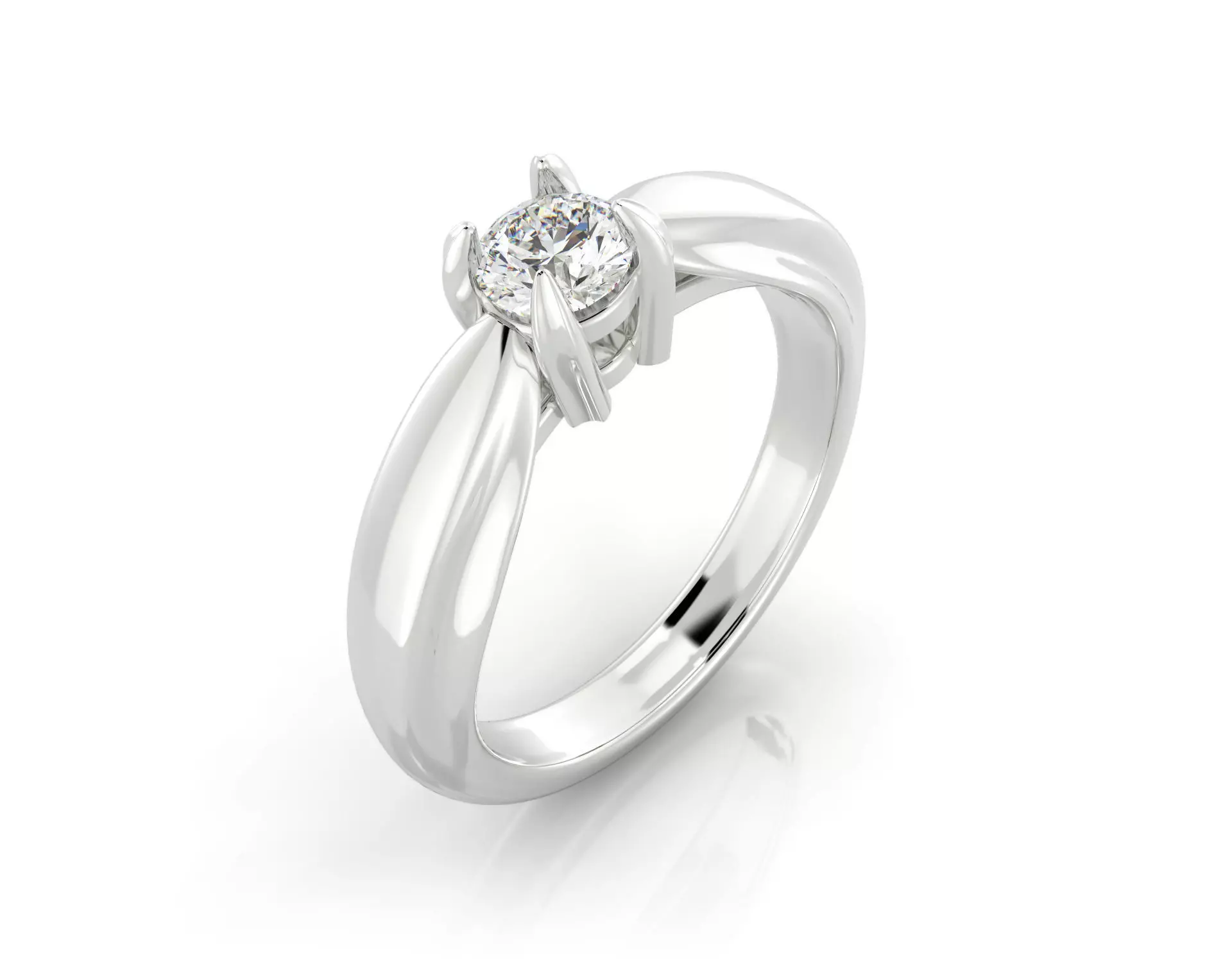 D-1558 solitaire diamond engagement ring gold 3D print model_0