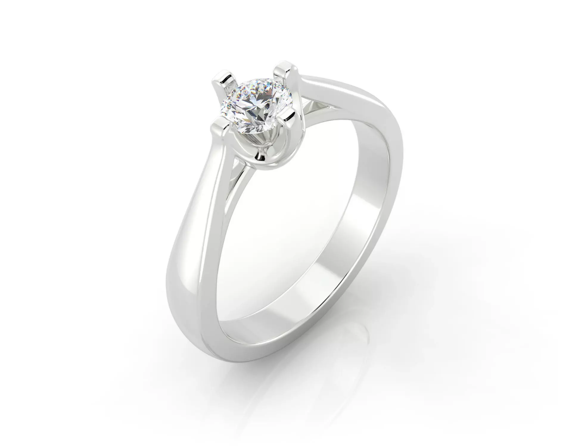 D-1581 diamond solitaire engagement ring 3D print model