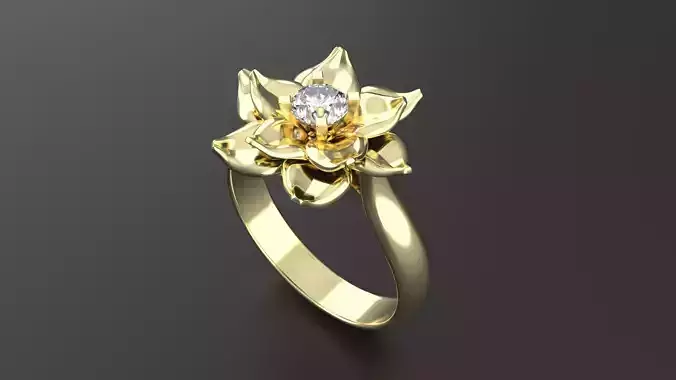 4 prongs 4mm solitaire Flower Ring