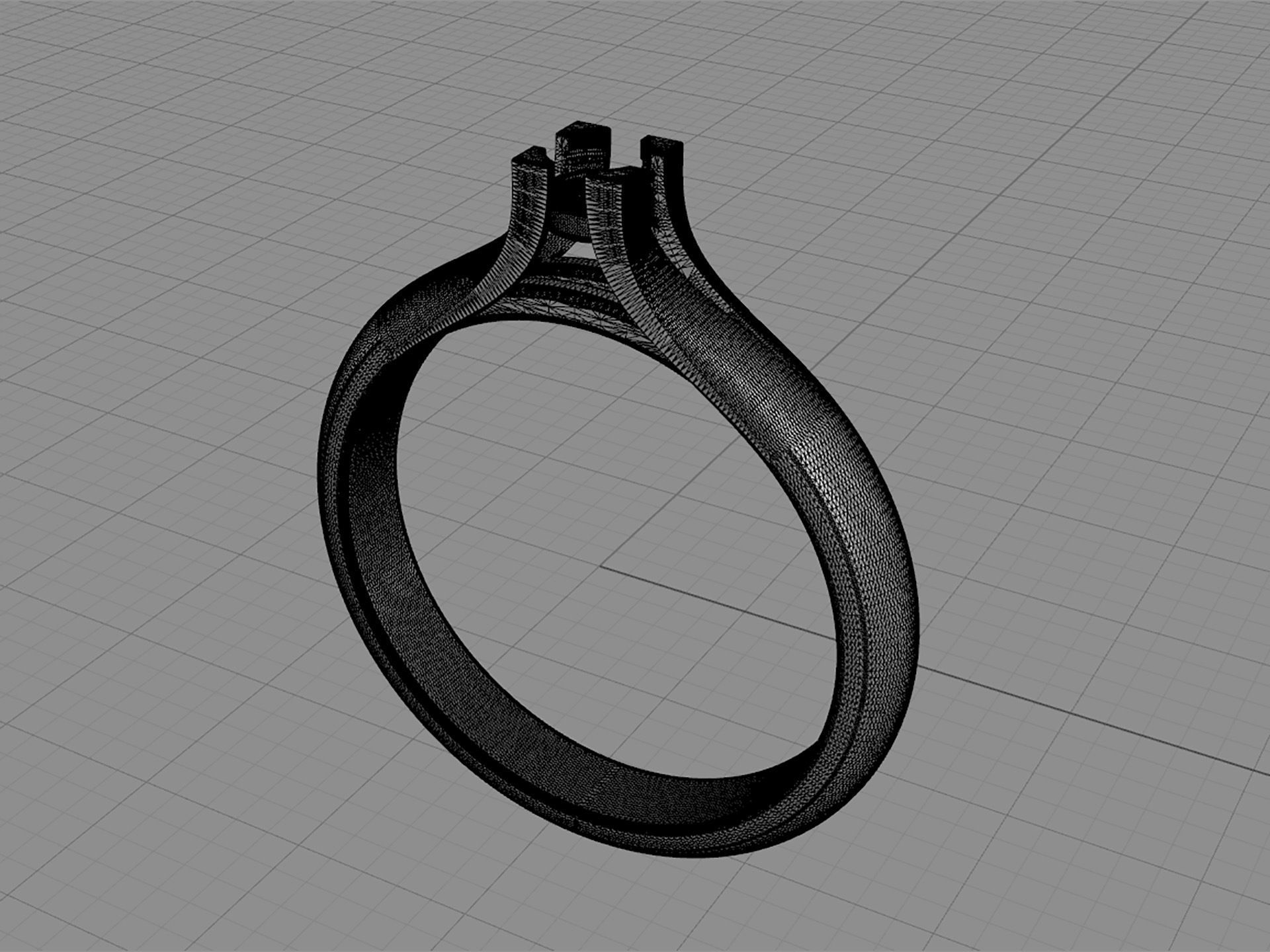 D-1587 diamond solitaire engagement ring 3D print model_4