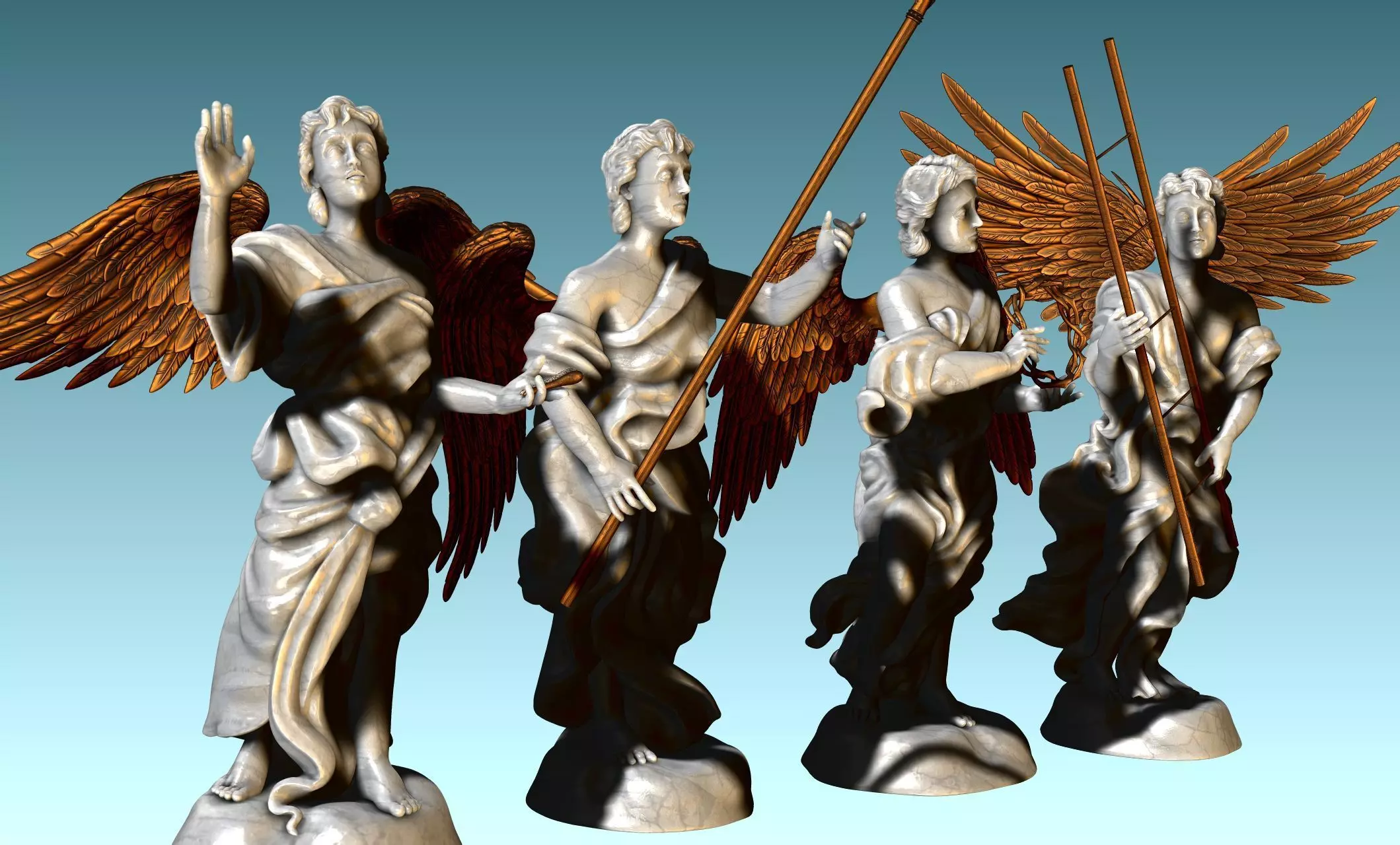 The Four Angels - CNC Router Carving 3D print model_0