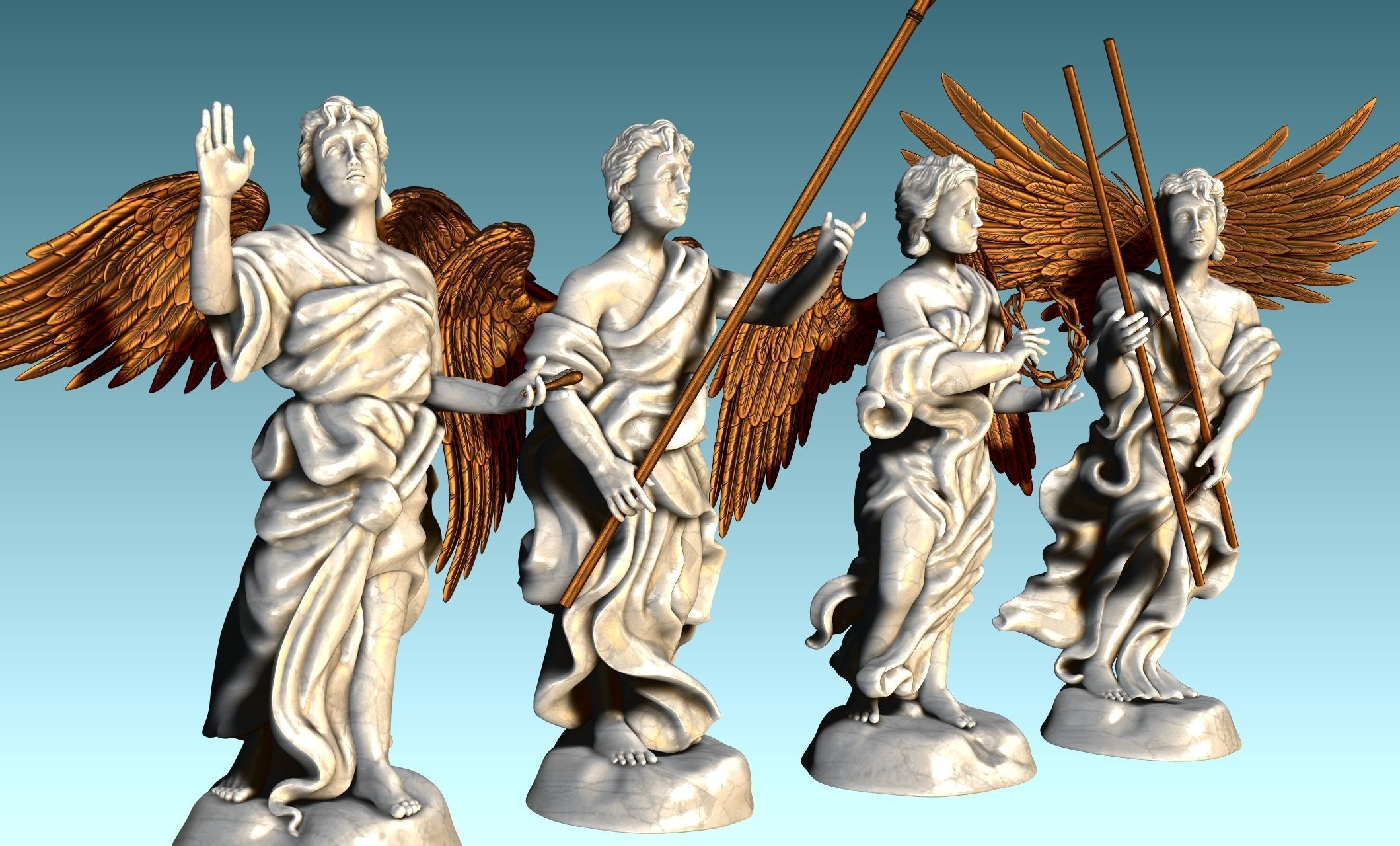 The Four Angels - CNC Router Carving 3D print model_1